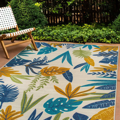 Tapis d'intérieur / extérieur en nylon tissé à la machine Brook bleu / vert / orange