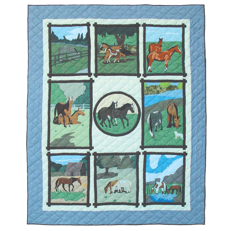 Courtepointe réversible simple Horse Friends, Double / grand