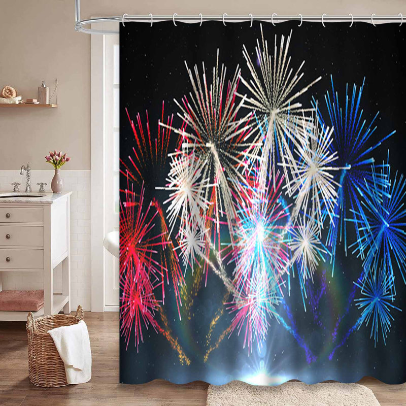 Rideau de douche Firework, L 72 po x l 84 po