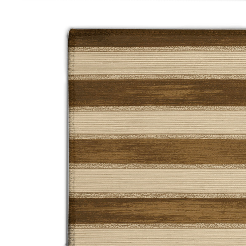 Tapis intérieur / extérieur brun HorizontalStripes, Rectangulaire 2 pi x 3 pi