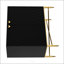 Armoire d'appoint 2 portes noire avec motif en relief et pieds en métal en forme de X, parfait pour le rangement et la décoration modernes.