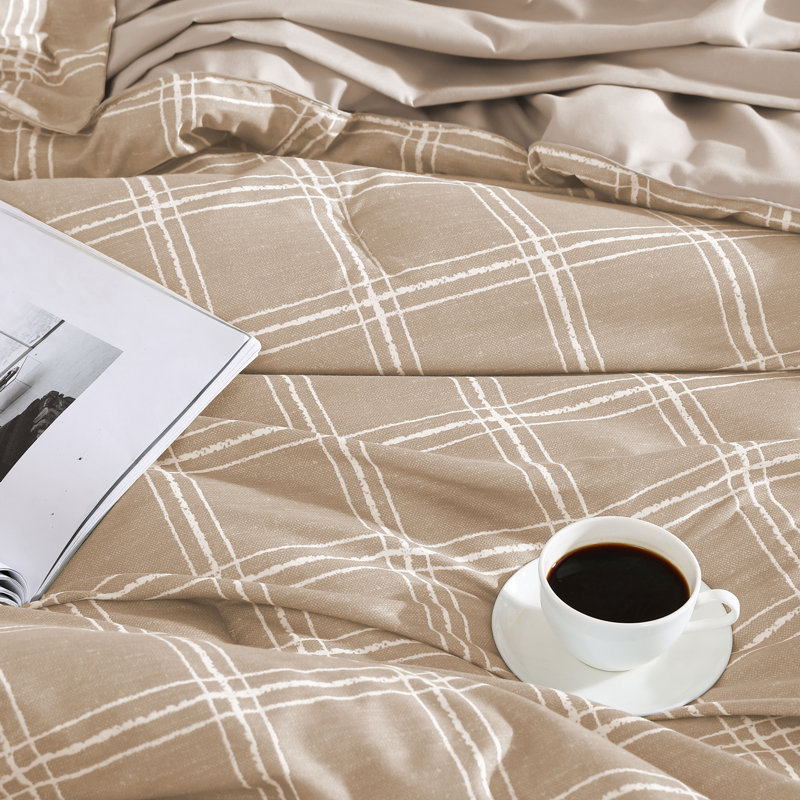 Taupe Queen Reversible Microfiber Bed-In-A-Bag Set