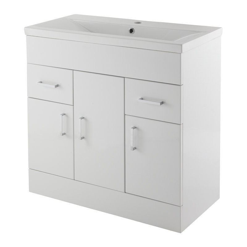 Single Bathroom Vanity with Integrated Vitreous China Basin
