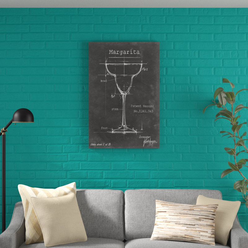 «Barware Blueprint VI» par Ethan Harpe - peinture sur toile tendue, H 36 po x l 24 po