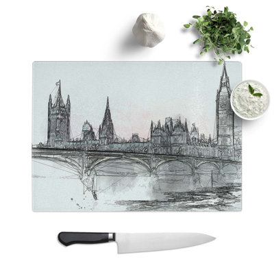 Glass Houses of Parliament & Big Ben in Abstract Chopping Board