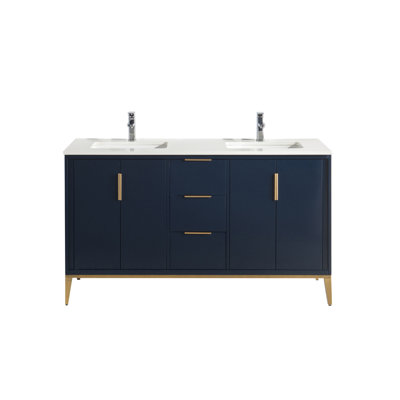 Brooksby 60 " W Freestanding Standard Free Standing 2 Double Vanity Bathroom Vanity With Top