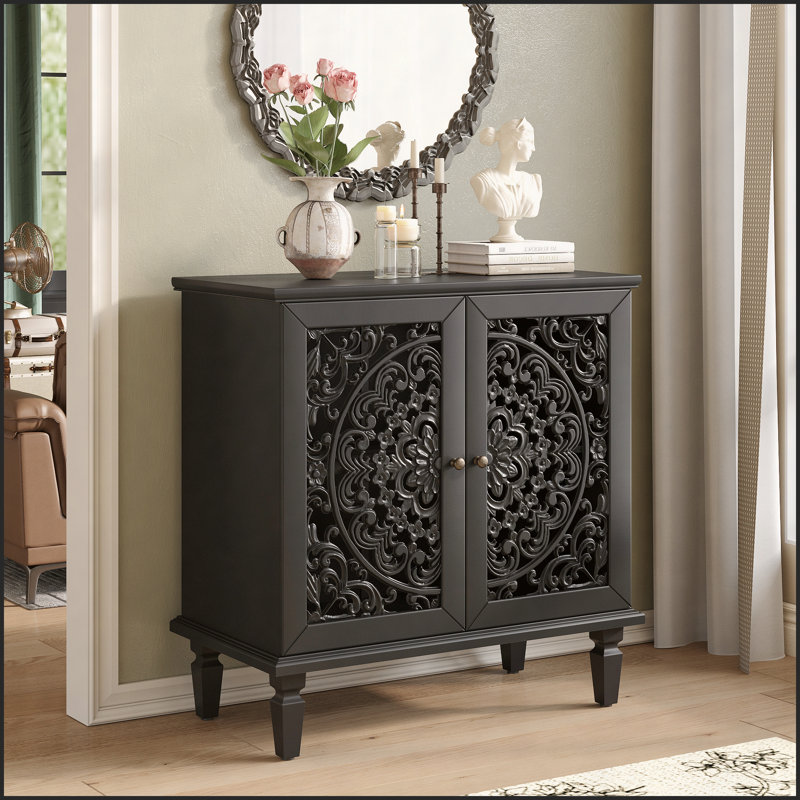 31" 2 Door Accent Cabinet, Black