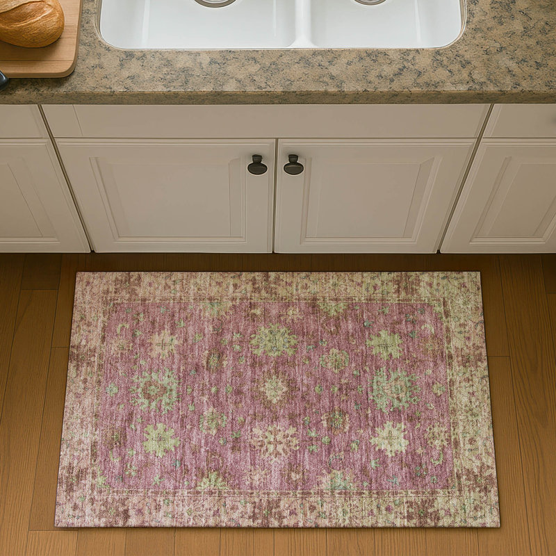 Premium Machine Washable Mayfield AMF2052 Global Rug, 1'8" x 2'6", Pink