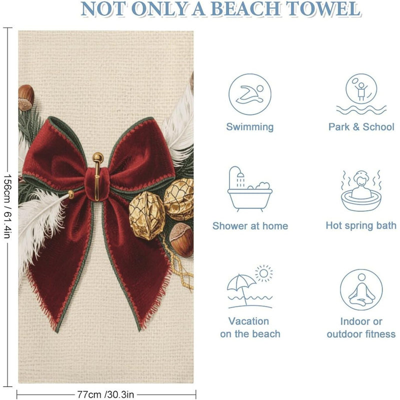 Serviette de plage en microfibre à séchage rapide, 50 x 60 po