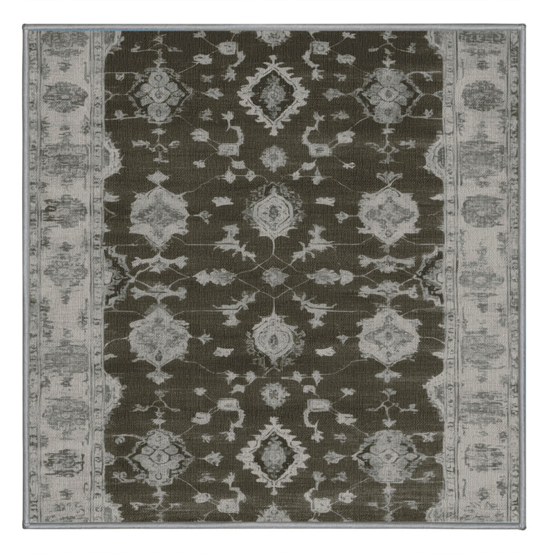 Tapis gris lavable à la machine, Carré 6 pi
