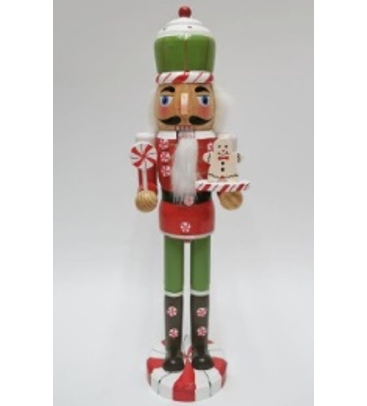 Peppermint Candy Nutcracker Christmas Figure - 15" - Red And Green