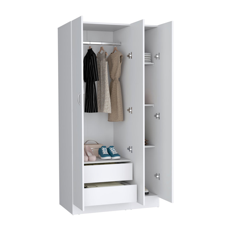 Armoire Ohio avec 3 portes, 2 tiroirs et 4 tablettes