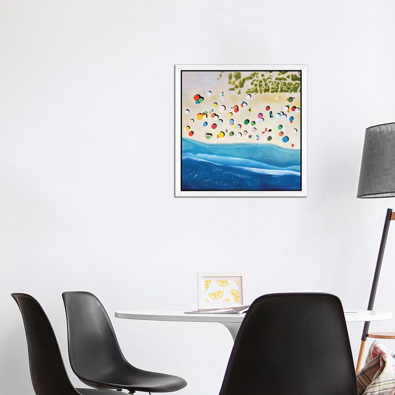 Malaga Beach by Antony Squizzato - Floater Frame Print on Canvas, 45.72 cm H x 45.72 cm W, White Framed