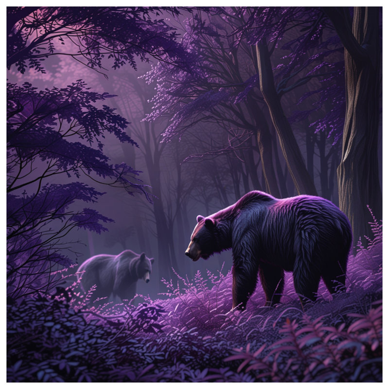 Bears In Purple Forest - Housses de couette, Lit simple