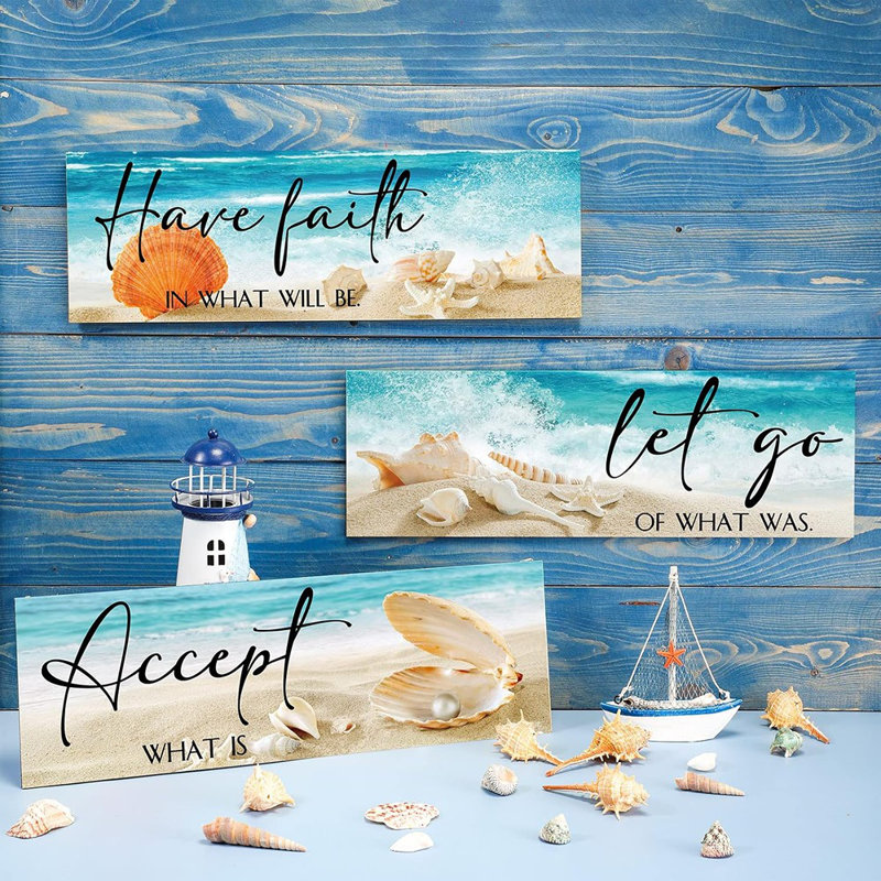 Décoration murale en bois 3 pièces inspirante océan