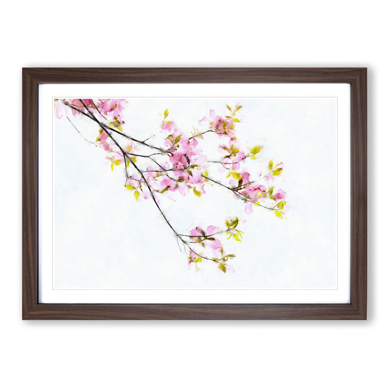 Beauty Of A Pink Cherry Blossom Tree - Single Picture Frame Painting on MDF, Walnut, 24cm H x 33cm W x 2cm D