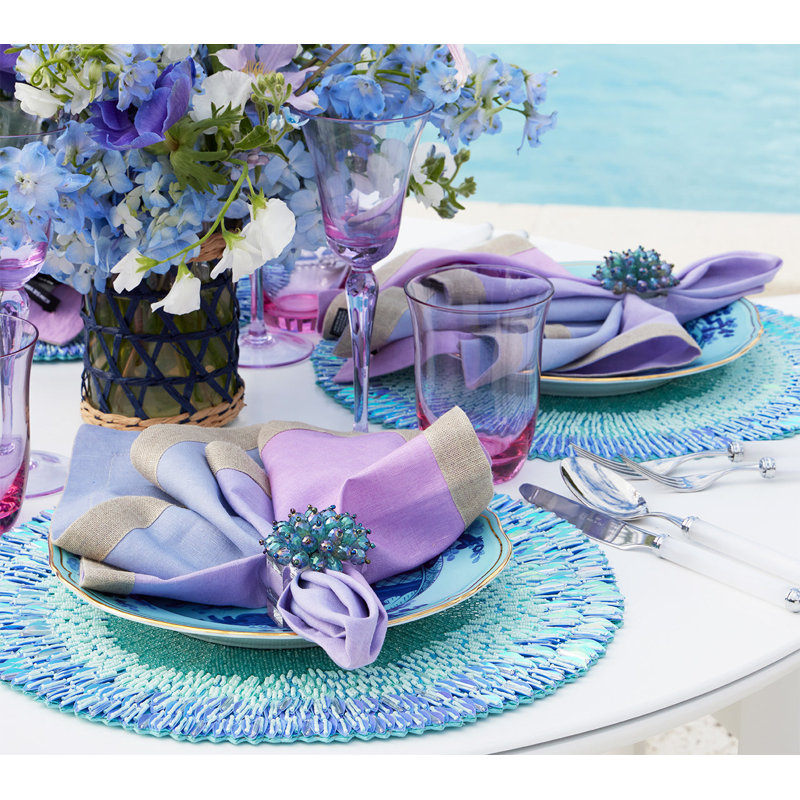 Ray Placemat in Periwinkle/Seafoam