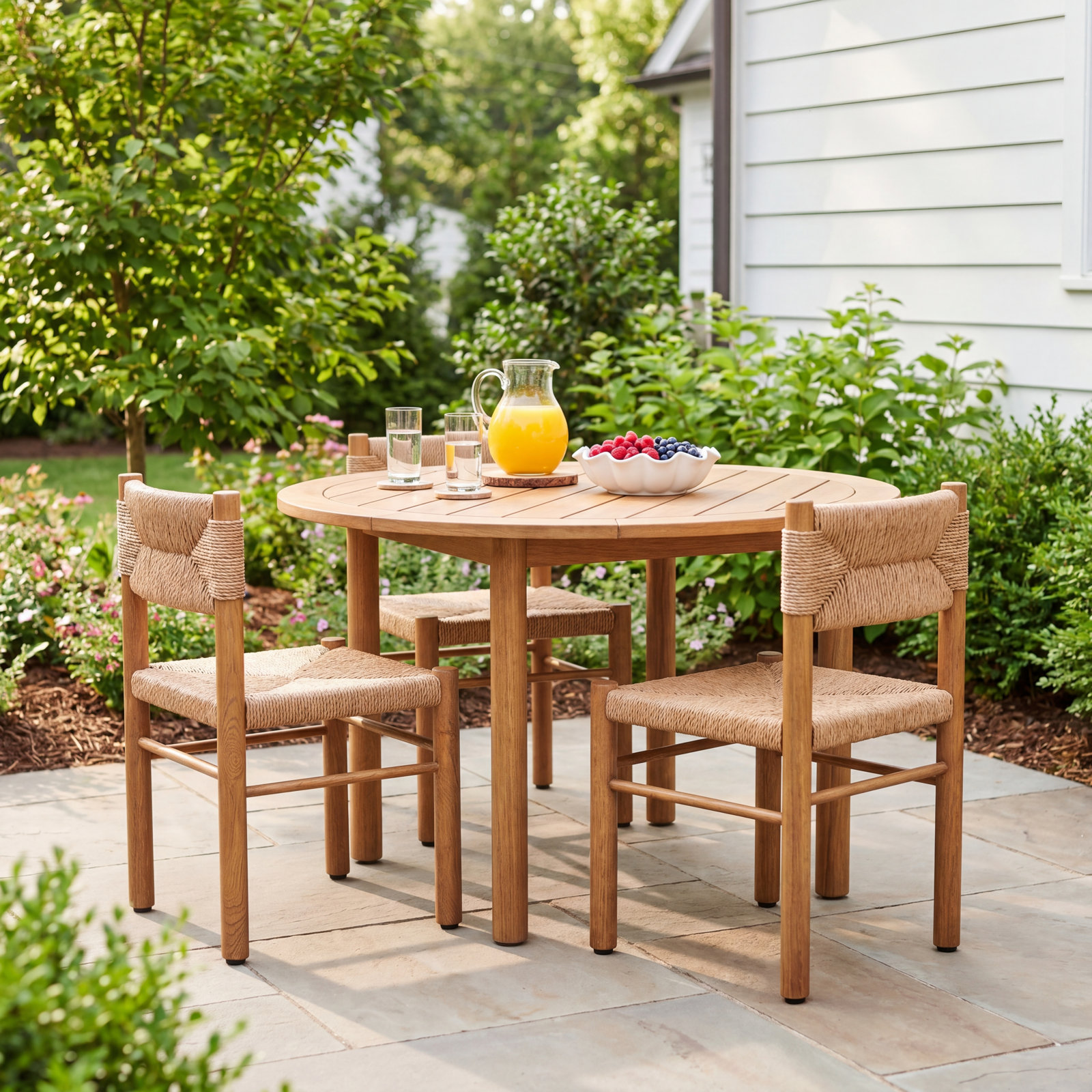 Iska Outdoor Premium All-Weather Wicker Outdoor Dining Side Chair, Natural