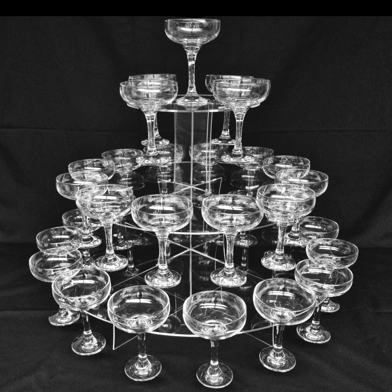 1 Bottle Tabletop/Countertop Wine Bottle & Glass Rack in Clear