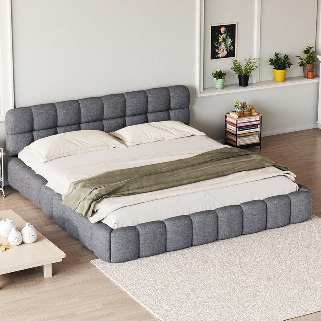 Bed, Grey, 135x190cm