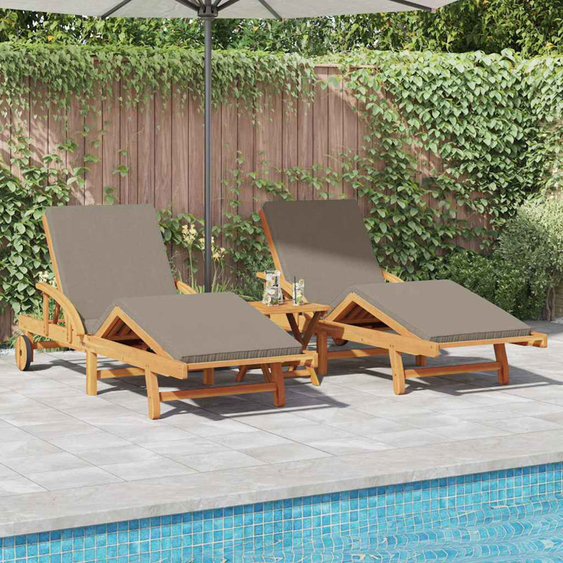 67cm Long Acacia Double Chaise, Taupe