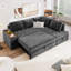  Canapé modulaire en L 91,5 po avec lit escamotable, rangement caché et accoudoirs larges, gris