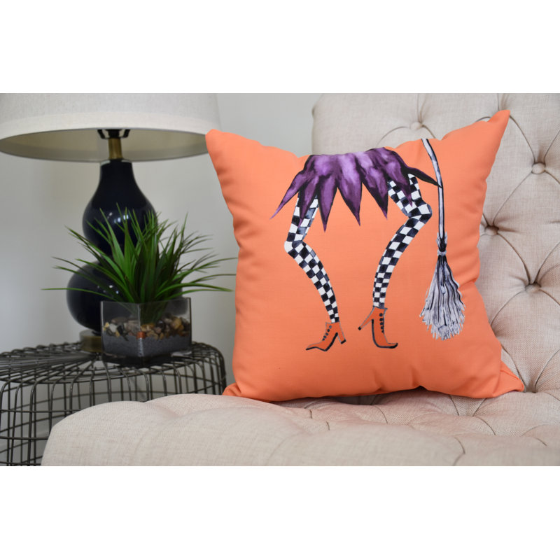 Witches Brew Reversible Throw Pillow, 18" x 18", Orange