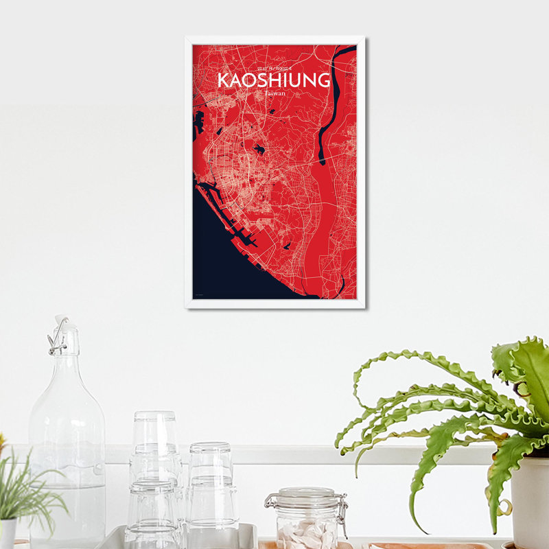 Kaoshiung City Map In Nautical - No Frame Print, 17cm H x 11cm W x 0.05cm D