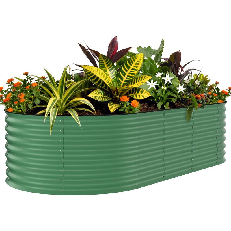 Metal Raised Garden Bed, 60cm H x 240cm W x 120cm D, Green