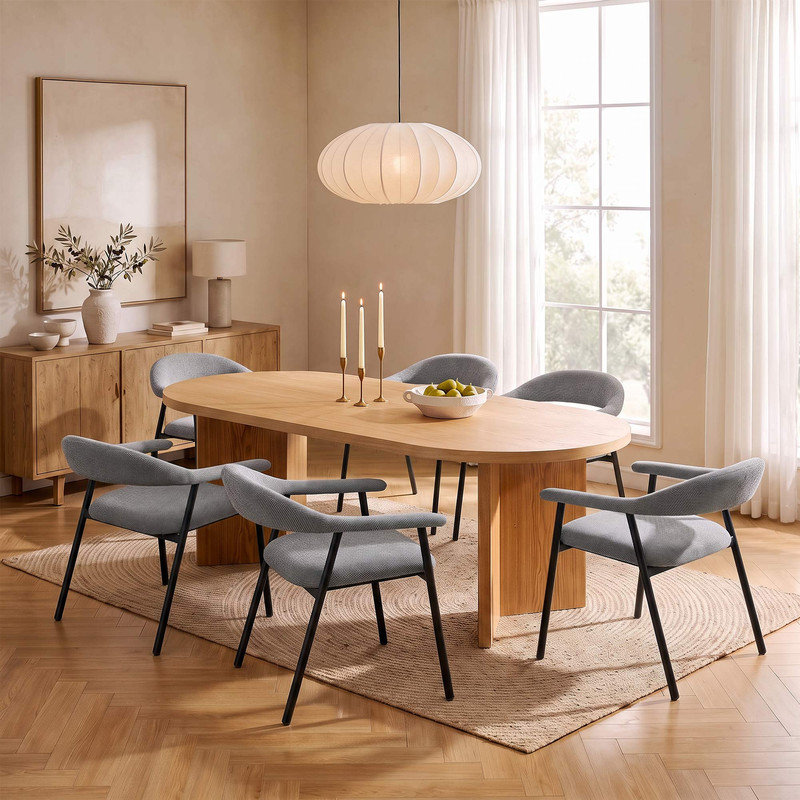 Cotswold 49 H Upholstered Dining Chair, Grey, 6