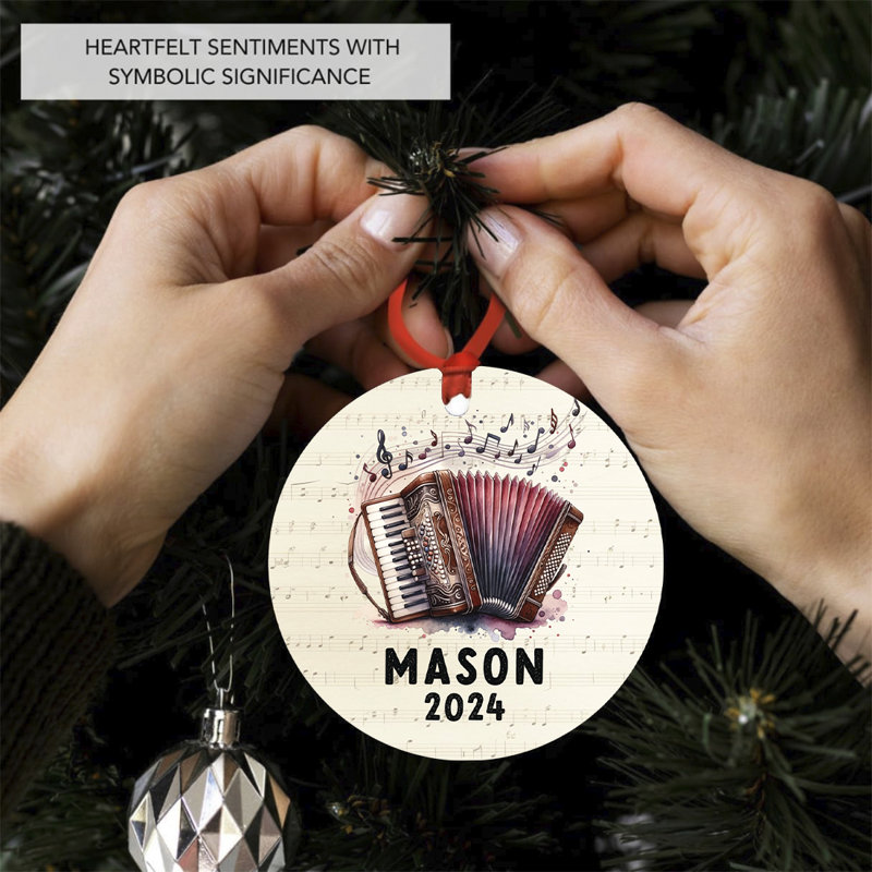 Ornement de Noël personnalisé en accordéon en métal pour accordéoniste, Yes