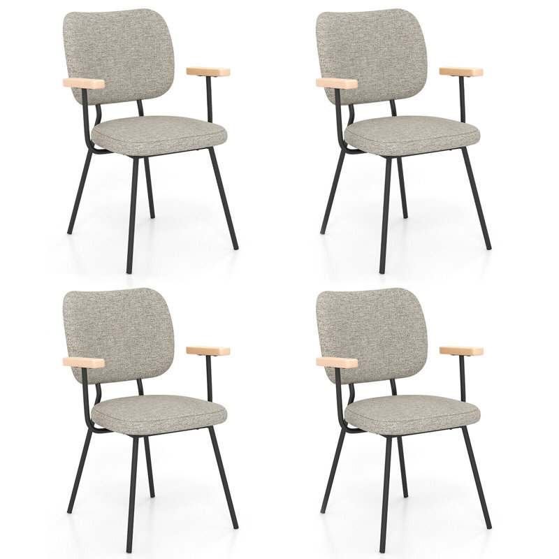 Chaise avec accoudoirs en métal Kianie, Gris