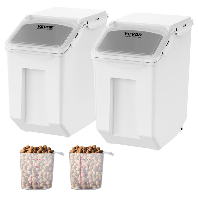 Ingredient Storage Bin, 2 x 15L Dispenser Bin with 2 Measuring Cups