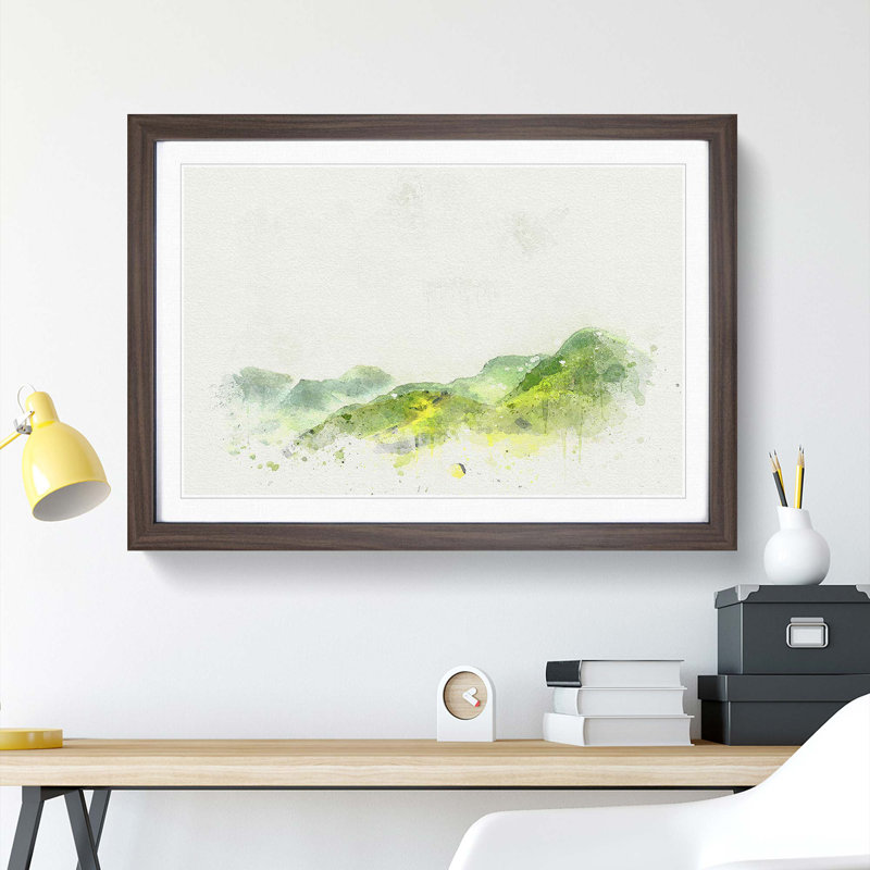Mountains of the Lake District in Abstract - Picture Frame Graphic Art Print on MDF, 48cm H x 65cm W x 2cm D, Walnut Framed