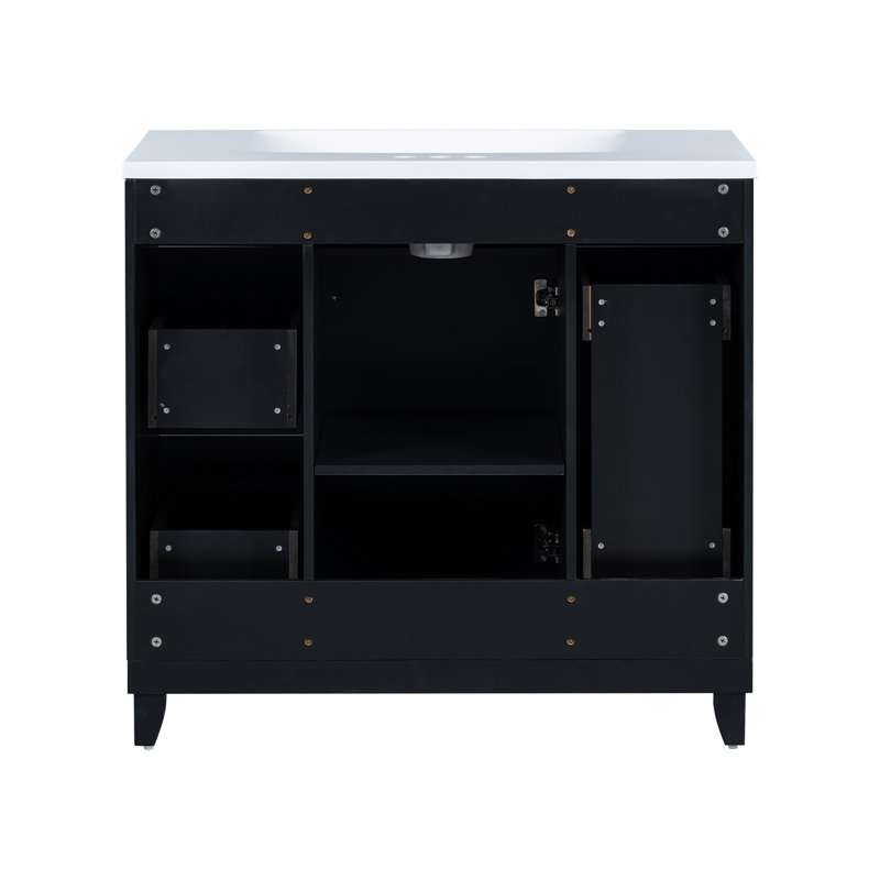 Meuble-lavabo luxueux avec caractéristiques haut de gamme et design fonctionnel, Argent argent, Noir, noir, noir, noir