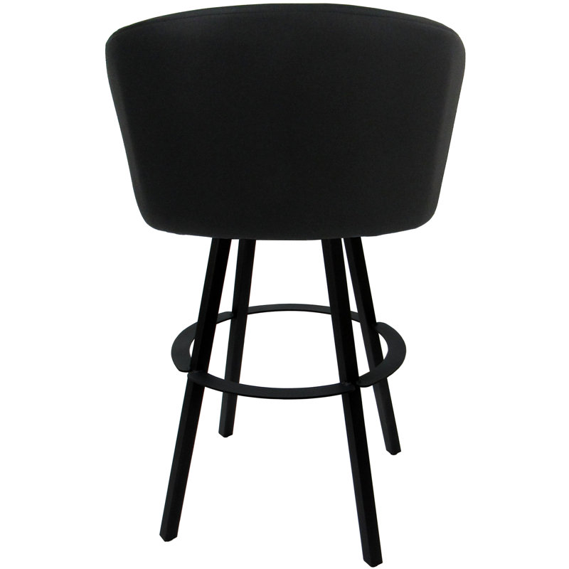 Tabouret de bar pivotant en métal 30 po avec base Warren, Vinyle noir, Noir