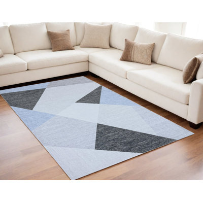 5' X 8' Blue and Gray Geometric Area Rug