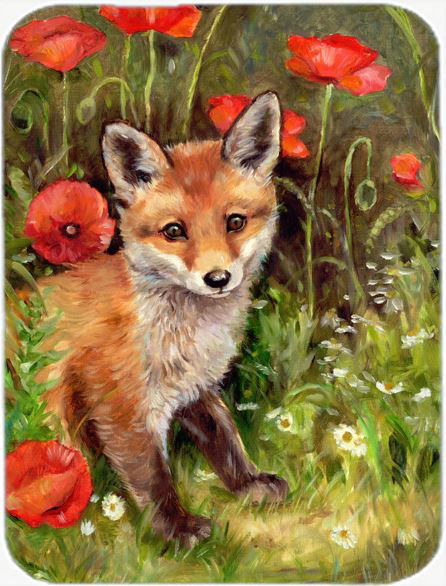 Caroline's Treasures Fox Cub Glass Cutting Board