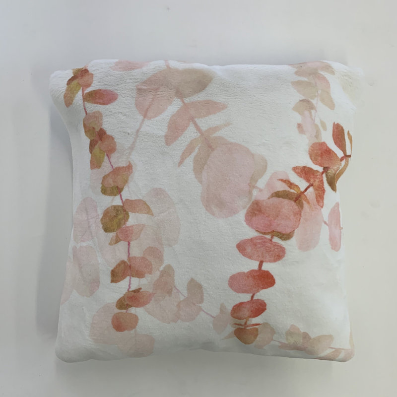 Floral Mosaic Faux Fur Throw Pillow