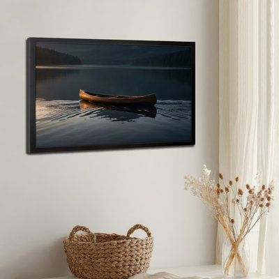 Art mural sur toile noir encadré pour le salon, la chambre à coucher, le bureau ou le vestibule - décoration murale décorative avec eau calme