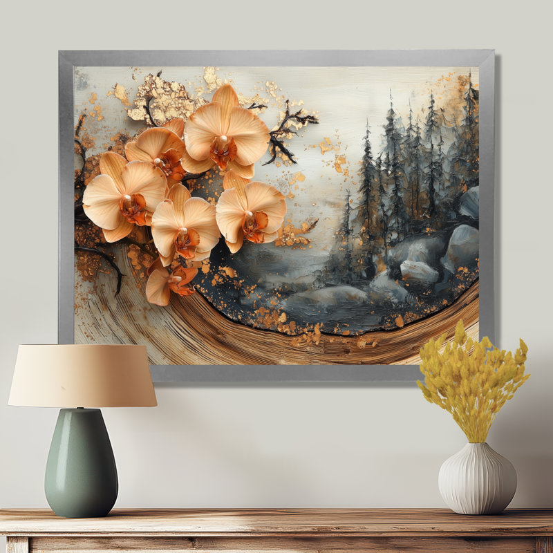 Orchidées Genka, H 30 po x l 40 po, Reproduction encadrée d'une seule photo, Argent argent