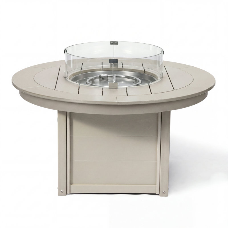 Table ronde pour foyer d'extérieur 47 po, 31.25" H x 47.25" W x 47.25" D, Beige