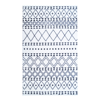 Tapis géométrique blanc / bleu Berwick