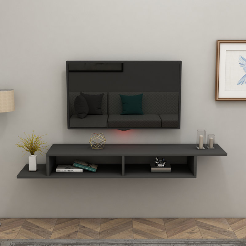 Floating TV Stand With Shelves Linet, Anthracite