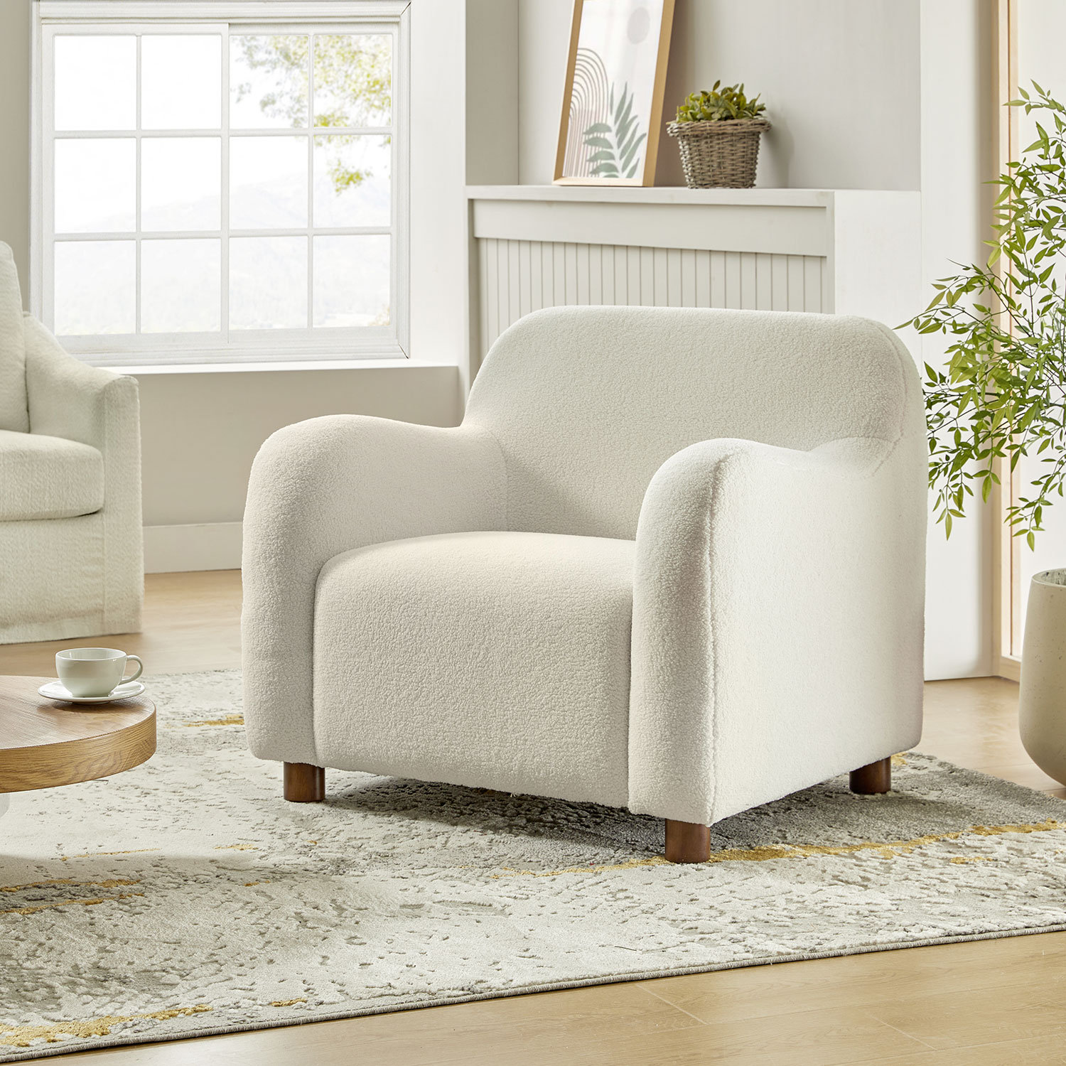 Boucle Club Chair, Ivory