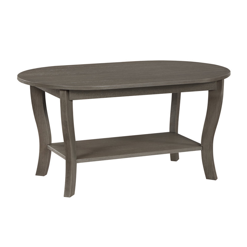 Table basse ovale 36 "avec tablette Carbin, Gris foncé brossé