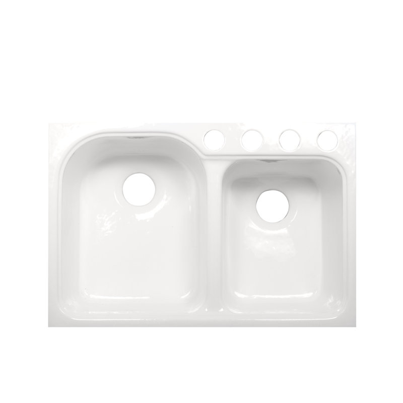 Évier de cuisine à double cuve encastrable l 33 po x l 22 po Dockweiler, Blanc