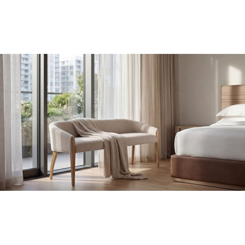 Paris Solid Wood Bench, Sand, Natural