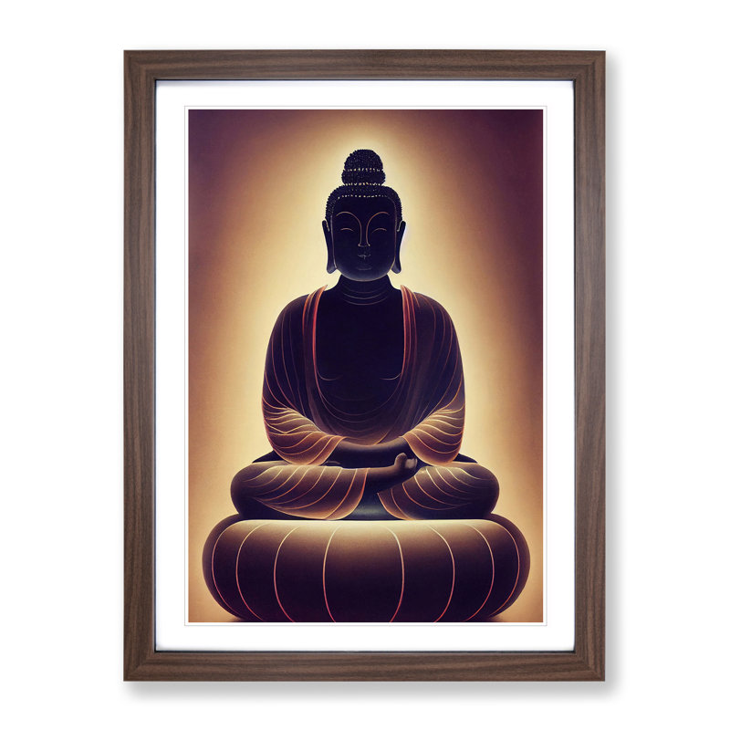 Impressive Buddha - Single Picture Frame Print, Brown, 64cm H x 46cm W