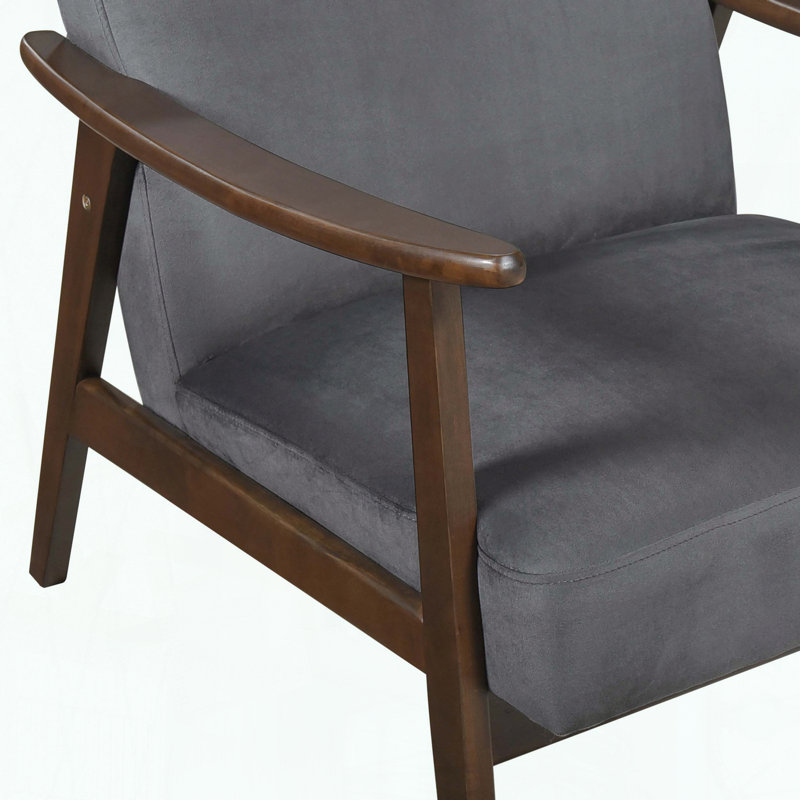 Mid-Century Modern Accent Chair with Dark Walnut Finish (Dark Grey)